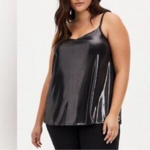 NWT Torrid Liquid Shine Black Shiny Metallic Wet Look Camisole Sz L 12